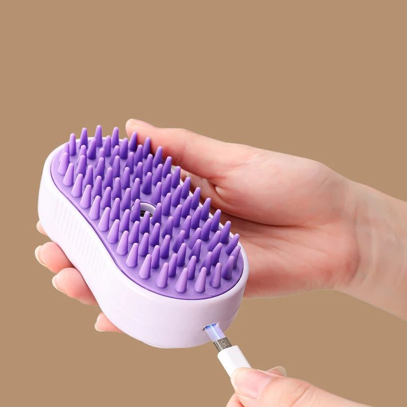 Steamy Brush Electric Spray Cat Hair Brush - Ultimate Grooming Experience - Meterpet