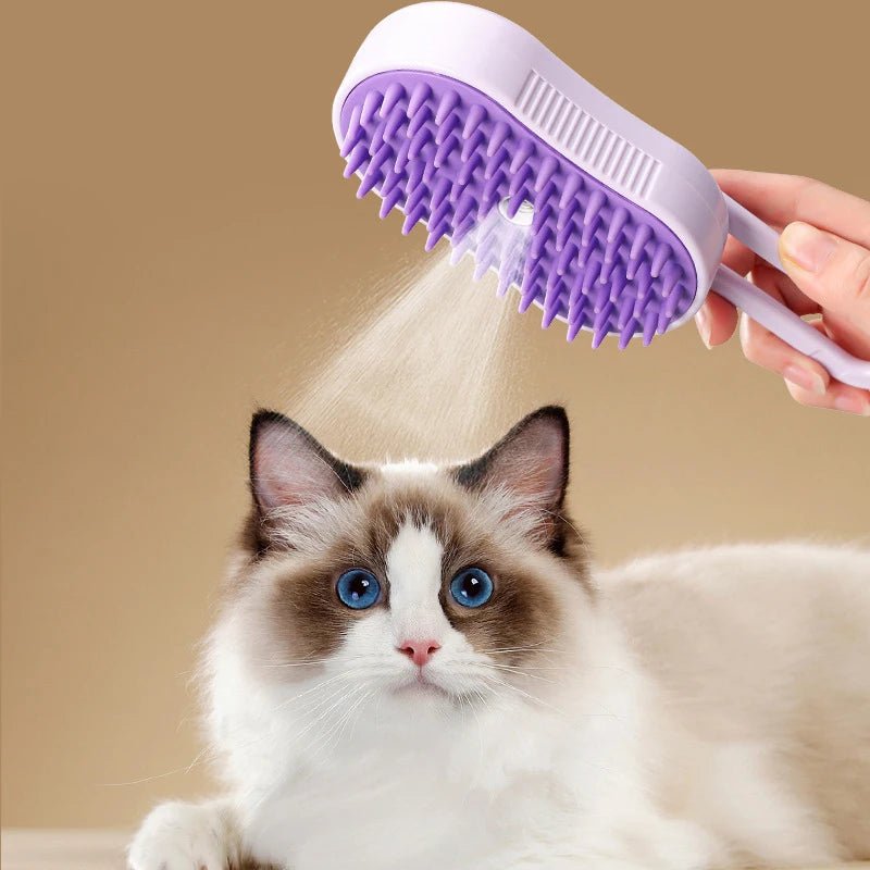 Steamy Brush Electric Spray Cat Hair Brush - Ultimate Grooming Experience - Meterpet
